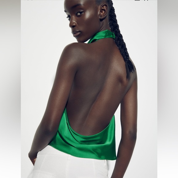 ZARA Satin Effect Halter Top - Picture 5 of 8